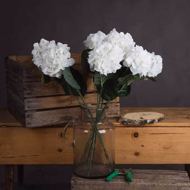 Lemon Pavilion White Small Head Hydrangea Artificial Flower, W15 x D15 x H71 cm