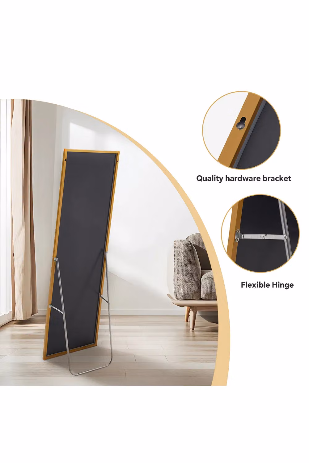 H&O Direct Modern Slim Frame Full Length Floor Standing Mirror in Gold, W: 40 cm, H: 150 cm – 2