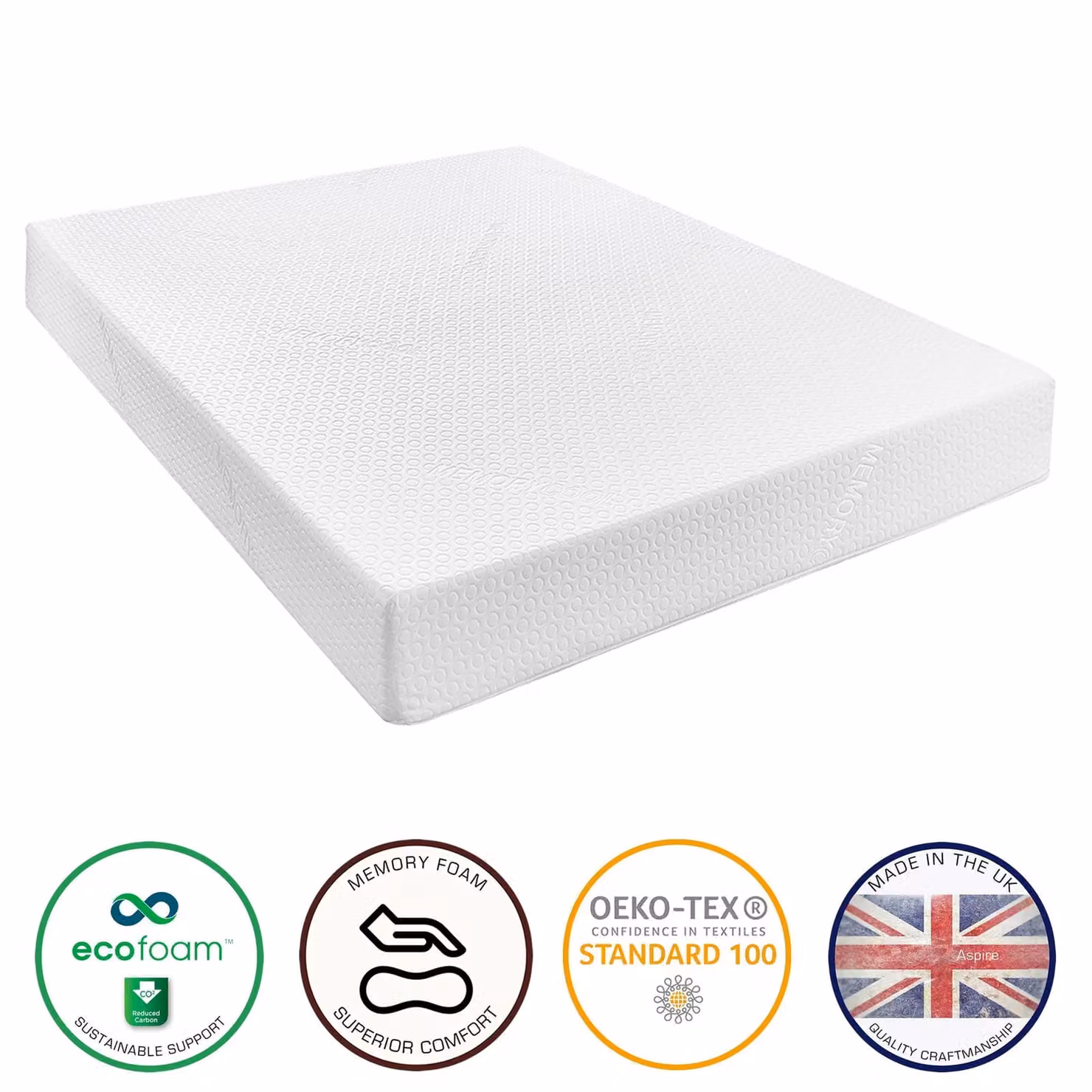 Aspire Kids Memory Foam and Support Mattress in White, W/D/H: 120 x 200 cm – 1