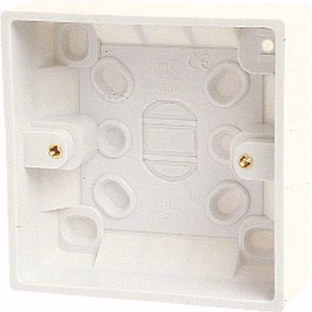 Dencon Single Gang Box with Earth, White