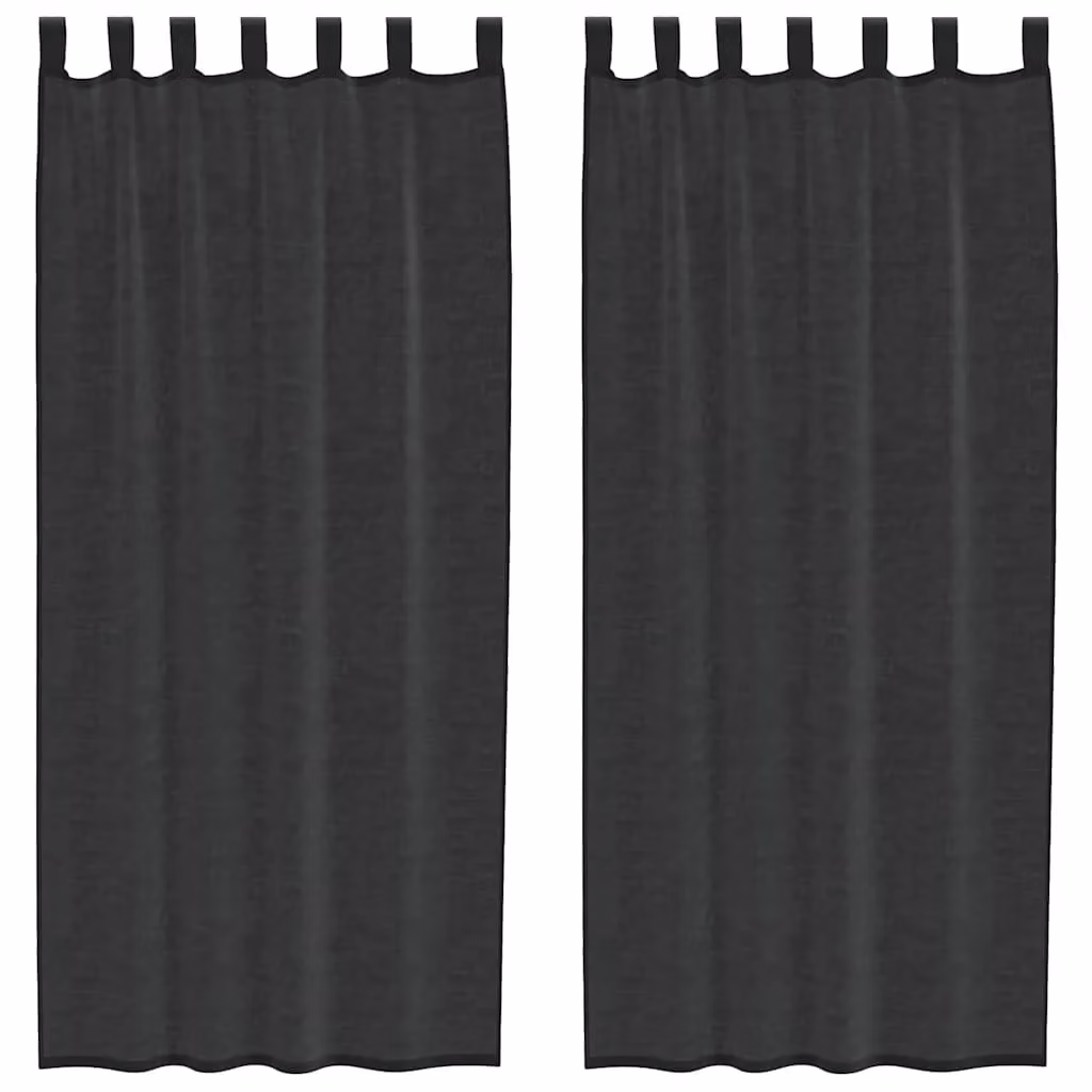 Berkfield Home Black Voile Tab Top Curtains, 2 Pack – 2