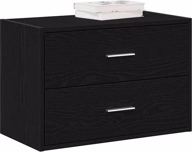FORGEVIO Modern Black Oak Cabinet with 2 Drawers