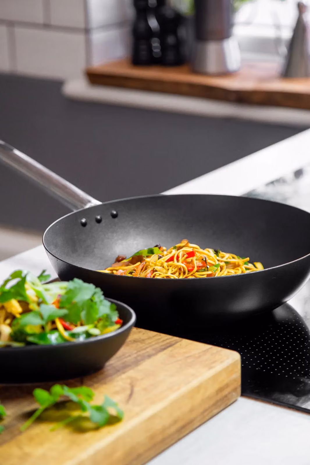 MasterClass Non-Stick Carbon Steel Wok, 30 cm, Black or Grey – 2