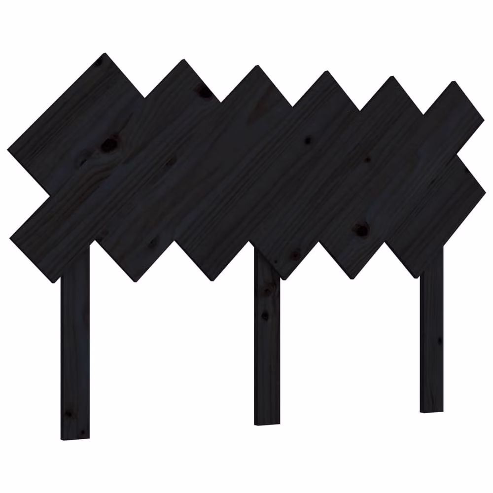 Berkfield Home Beautiful Bed Headboard in Black Solid Pine Wood, W: 122.5 cm, D: 3 cm, H: 80.5 cm – 2