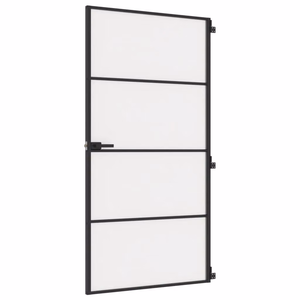 Berkfield Slim Modern Interior Door in Black with Tempered Glass and Aluminium, W: 102.5 cm, H: 201.5 cm – 2