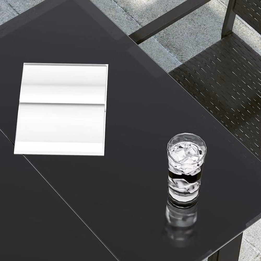 Berkfield Home Classic Garden Dining Table in Black Steel and Glass, W/D/H: 80 x 80 x 74 cm – 3