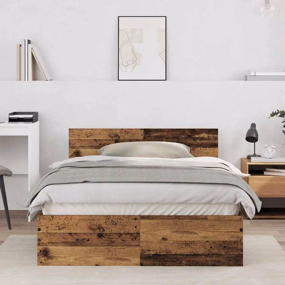 Berkfield Home Classic Solid Wood Bed Frame with Headboard in Brown, W/D/H: 120 x 190 cm – 2