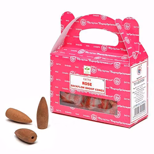 Satya Nag Champa Rose Backflow Incense Cones, Pink Floral Fragrance, 144 Pieces – 2