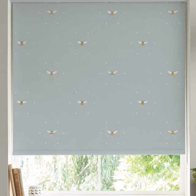 Sophie Allport Bees Made to Measure Thermal Insulating Blackout Roller Blind in Blue