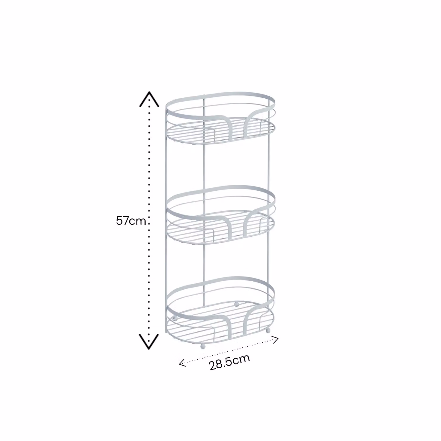 Showerdrape Dante Freestanding 3-Tier Metal Floor Caddy in White – 2