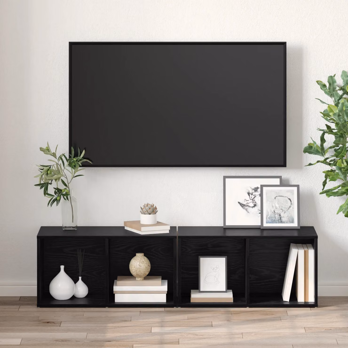 Berkfield Home 2-Piece Black Oak Engineered Wood Cube Storage Set – 2