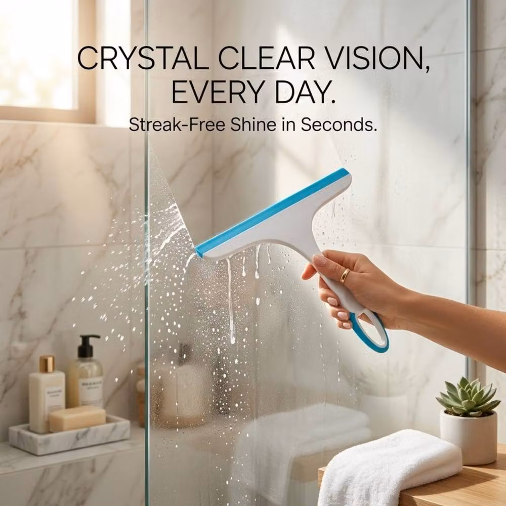 Bedsland Bathroom Shower Squeegee with Soft Rubber Grip in Blue – 2