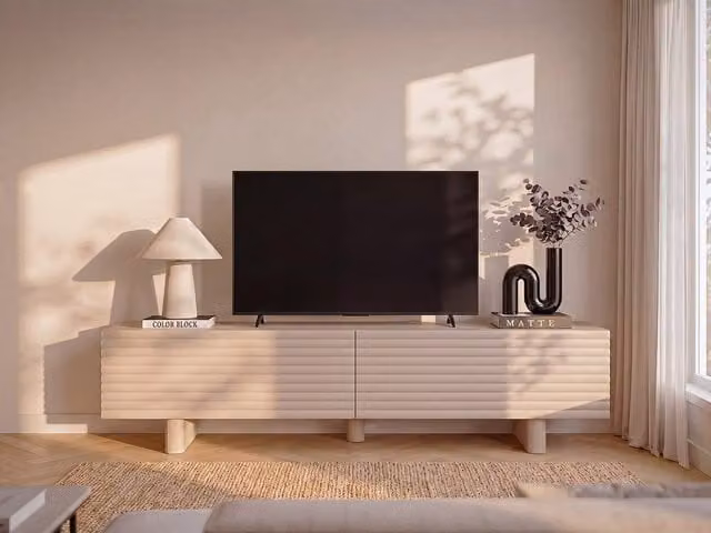 Vente-unique LUDIMA TV Unit with 2 Doors in Beige MDF, W: 180 cm