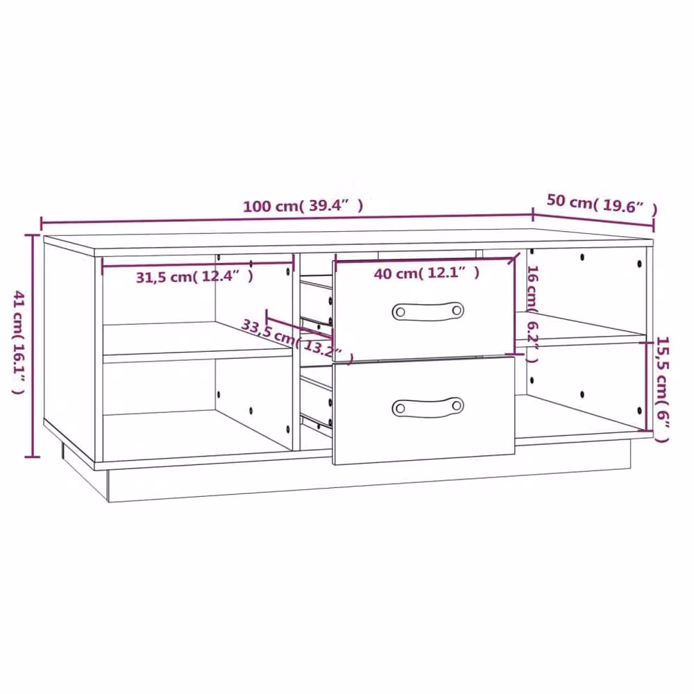 Berkfield Home Beautiful Coffee Table in Black Solid Pine, W: 100 cm, D: 50 cm, H: 41 cm – 5