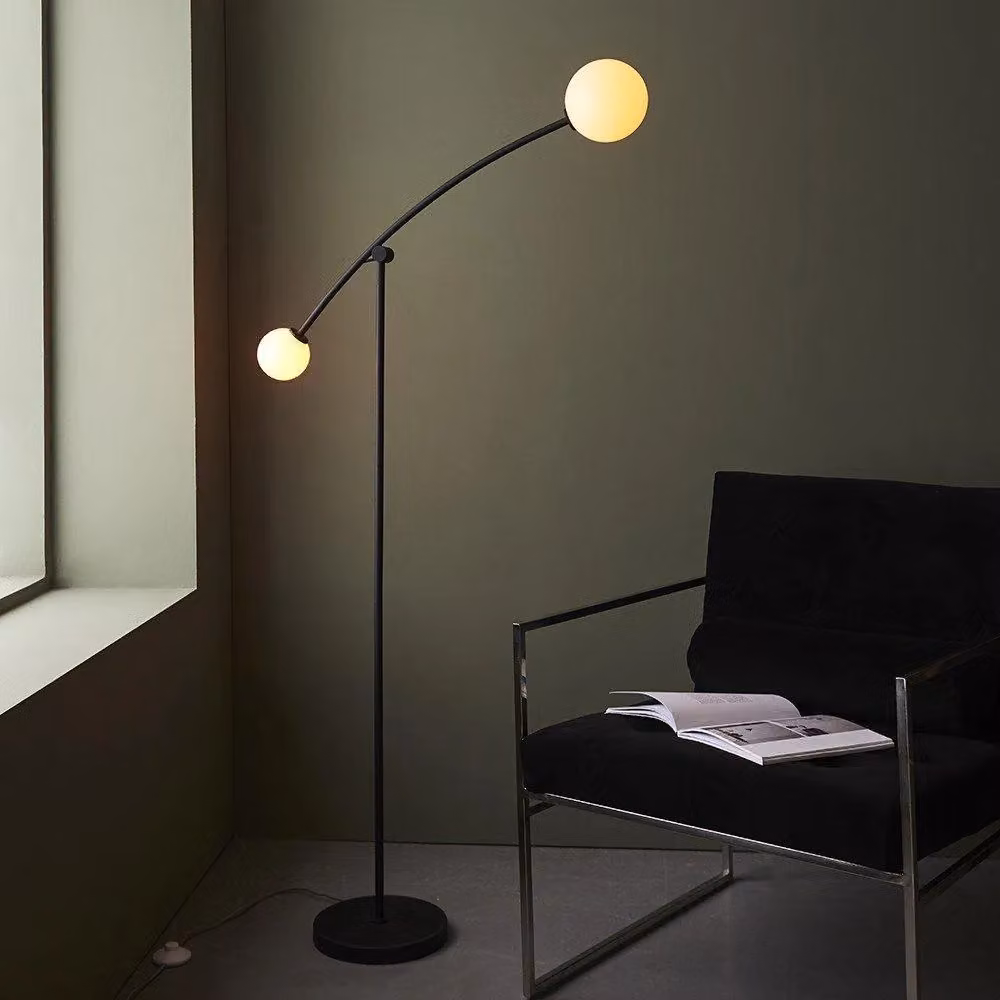 Netlighting ROVIGO Contemporary Textured 2 Light Glass Floor Lamp in Black – 2