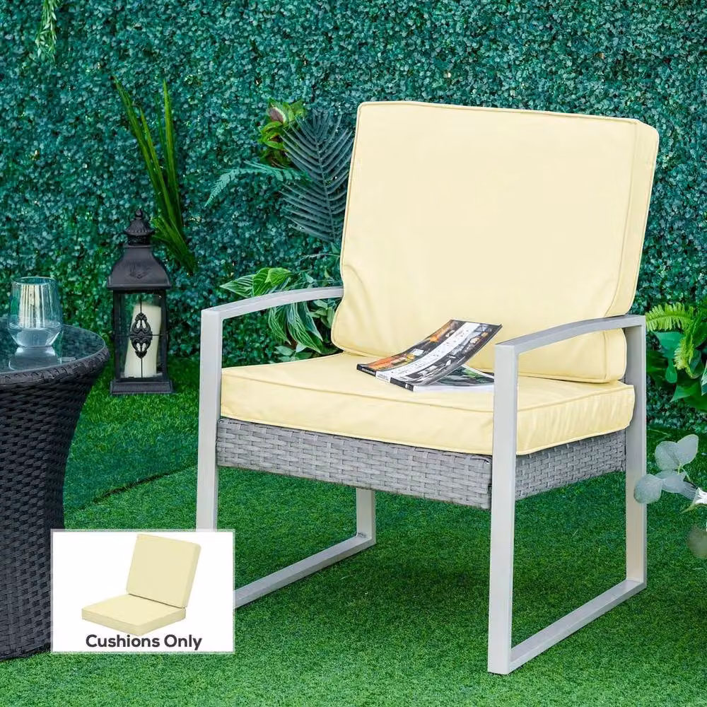KORVIXA Outdoor Seat and Back Cushion Set in Beige, Width: 100 cm – 2