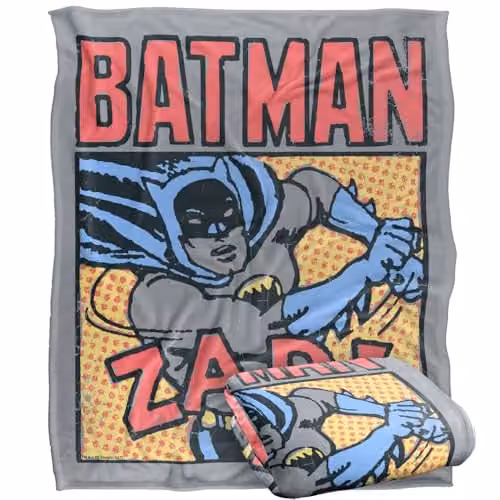 Warner Bros. Batman Bat Zap Silky Touch Super Soft Fleece Throw Blanket, Multicolour, W: 152.4 cm x H: 127.0 cm
