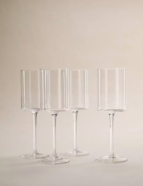 M&S Set of 4 Transparent Straight Sided Wine Glasses
