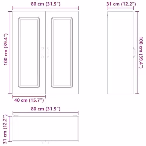 vidaXL Kalmar Dishwasher Panel High Gloss White W/D/H: 80 x 31 x 100 cm