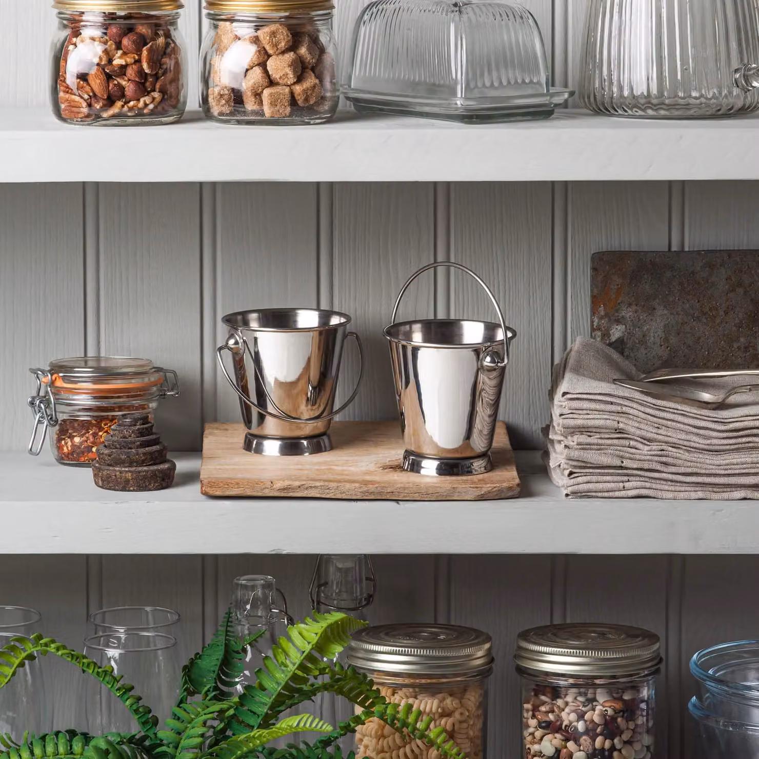 Kilo Mini Stainless Steel Serving Bucket Set of 2 in Metallic Silver – 4