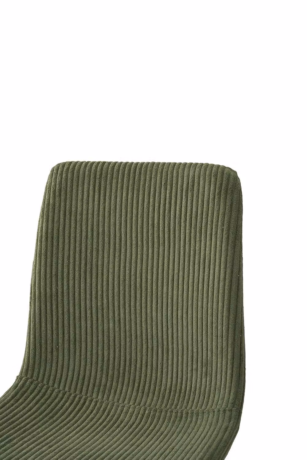 Living and Home Set of 2 Modern Corduroy Upholstered Dining Chairs in Green with Metal Legs – 3