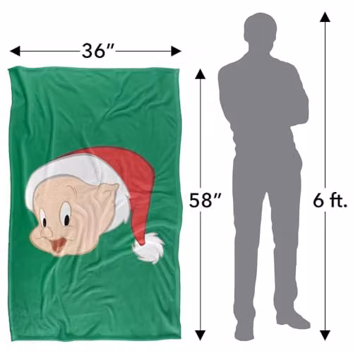 Warner Bros. Looney Tunes Porky Pig Santa Hat Super Soft Fleece Throw Blanket, Multicolour, W/D/H: 91 x 147 cm – 3