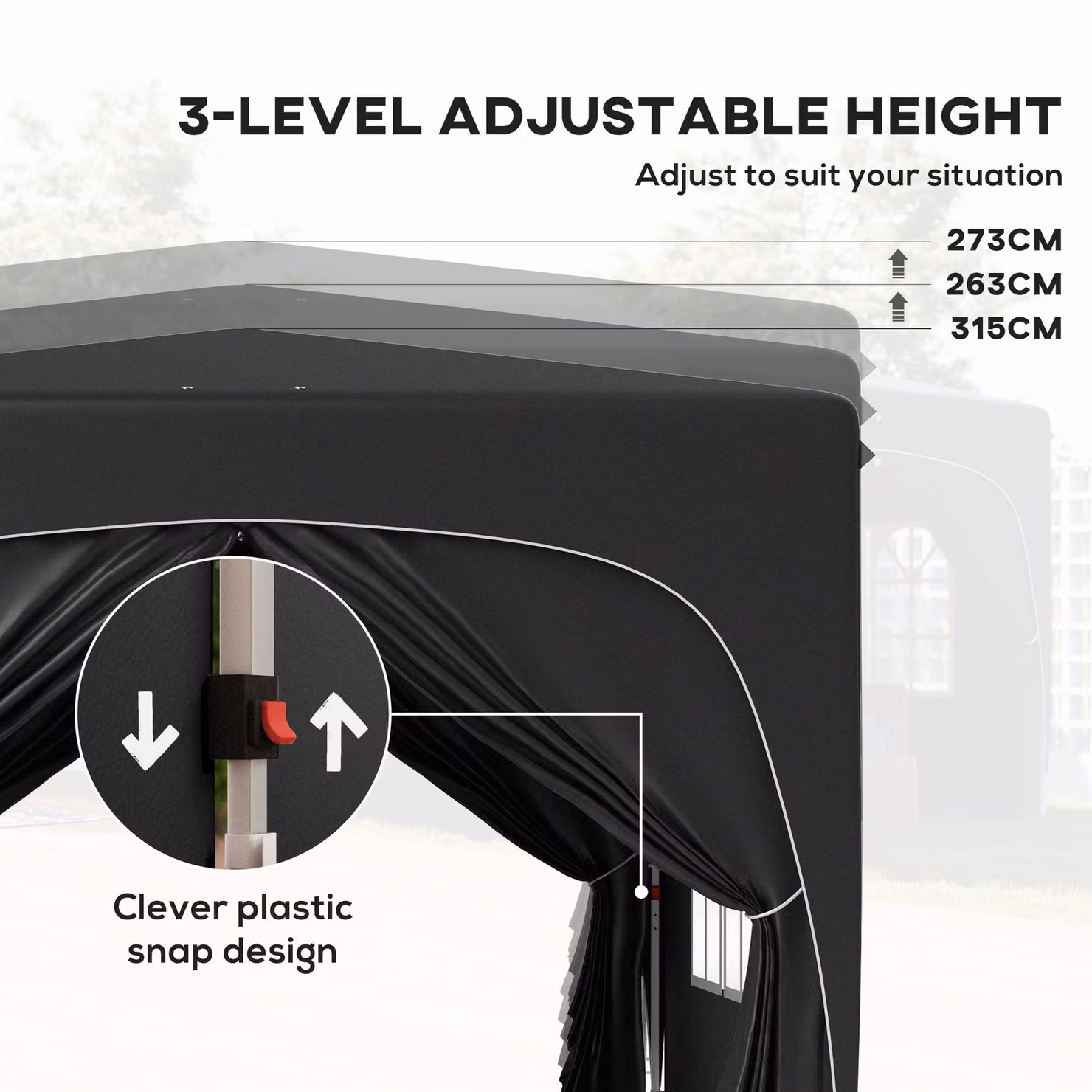 Outsunny Pop-Up Gazebo Shelter with Accessories, Black, W/D: 300 x 300 cm – 5