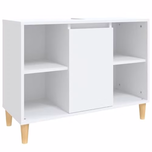 vidaXL Modern White Freestanding Sink Cabinet with Hinged Doors and Internal Shelves, W/D/H: 80 x 33 x 60 cm