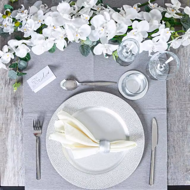 Argon Tableware Silver Hammered Melamine Charger Plates