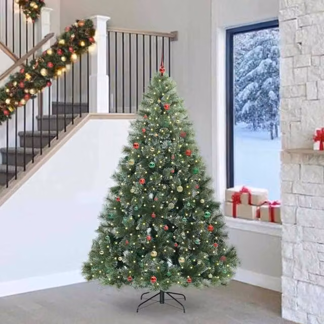 Berkfield Home Artificial Green Christmas Tree with 300 LEDs, Height: 240 cm – 1