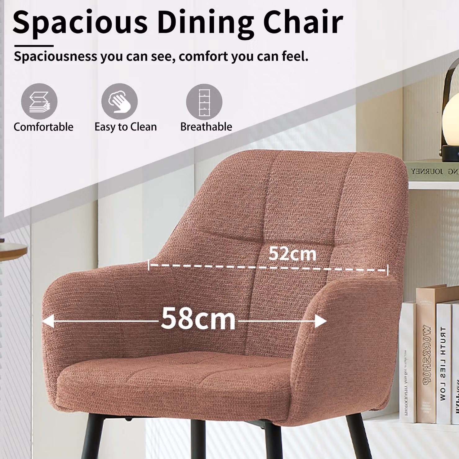 SONARA Modern Single Dining Chair in Red Chenille Fabric – 6