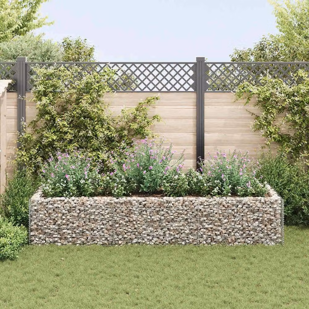 Berkfield Home Silver Galvanised Steel Gabion Raised Bed, W: 270 cm, D: 90 cm, H: 50 cm – 1