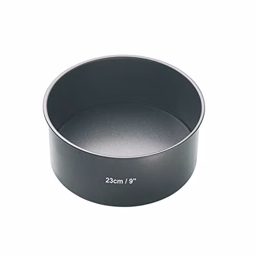 MasterClass Non-Stick Round Deep Cake Tin with Loose Base, Carbon Steel, Grey, Diameter: 23 cm, Height: 8 cm