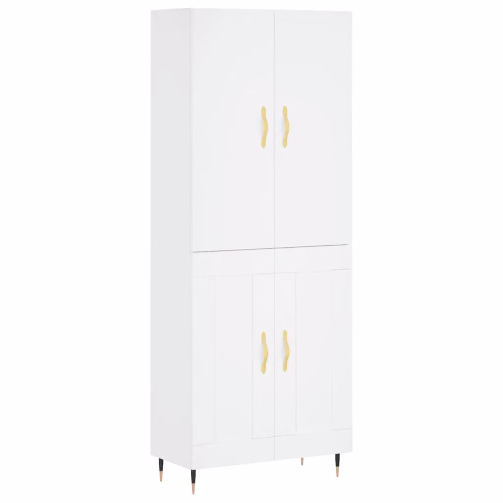 Berkfield Home Modern White Highboard with Hinged Doors, W/D/H: 69.5 x 34 x 180 cm – 2