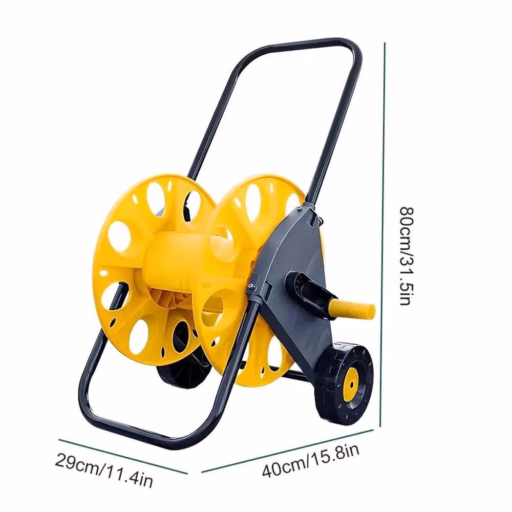 Nordara Portable Freestanding Garden Hose Reel Trolley in Yellow – 2