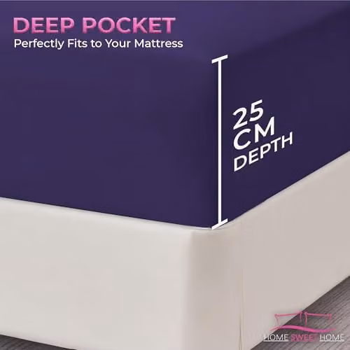 Snug City Home Sweet Home UK King Size Extra Deep Polycotton Fitted Sheet, Purple, W/D/H: 180 x 200 x 25 cm – 5