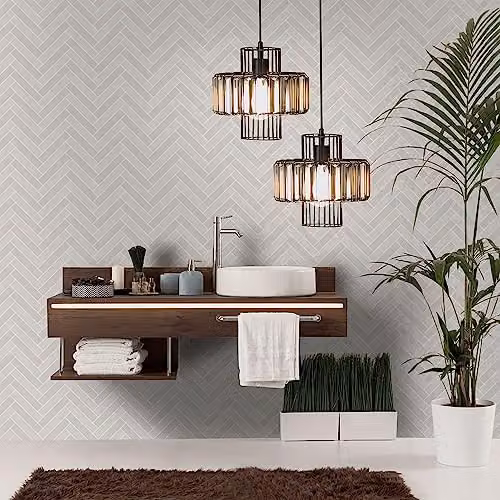 Holden Decor Cerros Tile Stone Wallpaper in Beige and Grey, Moisture Resistant Geometric Modern Design for Bathrooms – 2