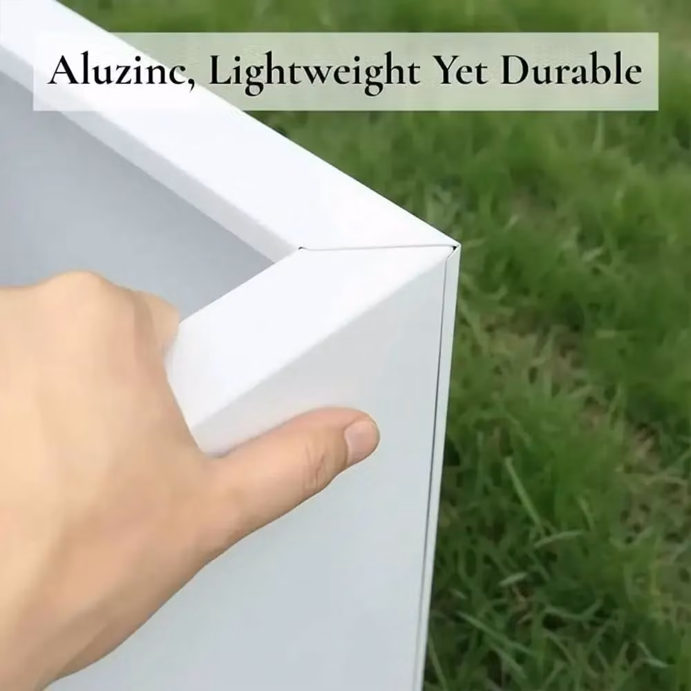 Access Garden Products Matte White Galvanised Steel Trough Planter, W/D/H: 100 x 40 x 40 cm – 2