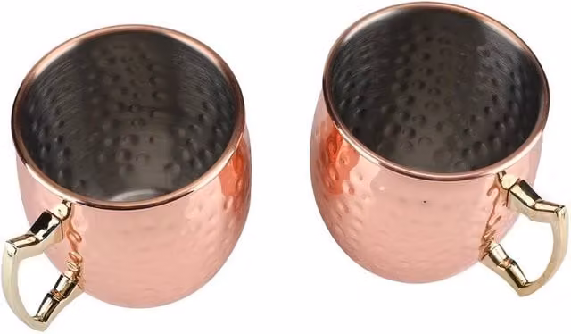 PAWNORA Set of 2 Bronze Copper Mugs, 530 ml – 1