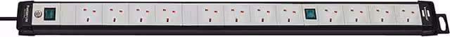 Brennenstuhl Premium-Line 12-Way Extension Lead in Black and Grey