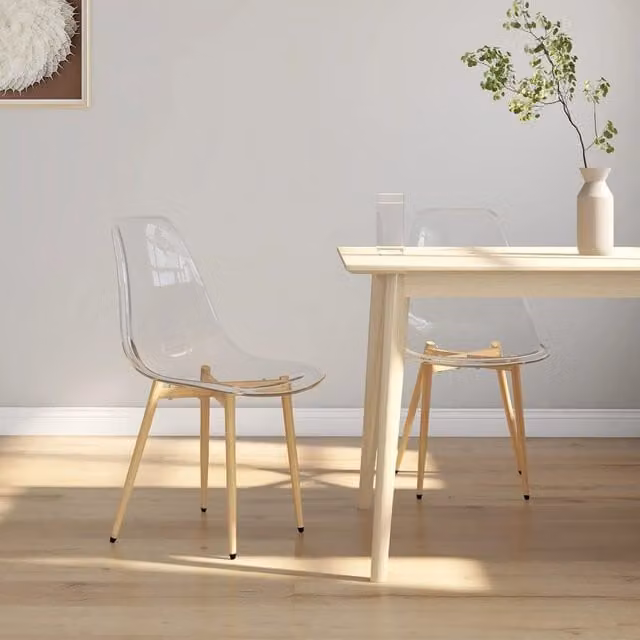 Berkfield Home Set of 2 Modern Transparent Black PET Dining Chairs