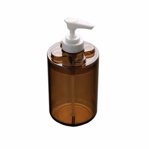 Orsina Refillable Plastic Lotion and Soap Dispenser, Smoke Brown, H: 11 cm x W: 7 cm x D: 7 cm