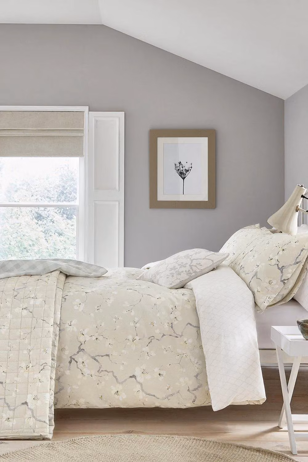 Sanderson Grey Floral Cotton and Linen Square Cushion, W/D/H: 40 x 40 x 40 cm – 2