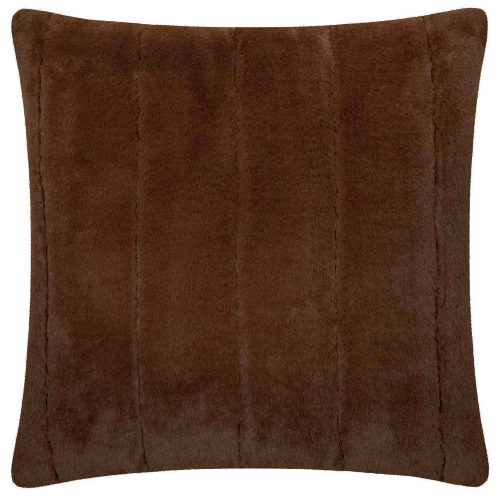 Paoletti Empress Faux Fur Square Cushion in Brown, W x D: 55 x 55 cm – 2