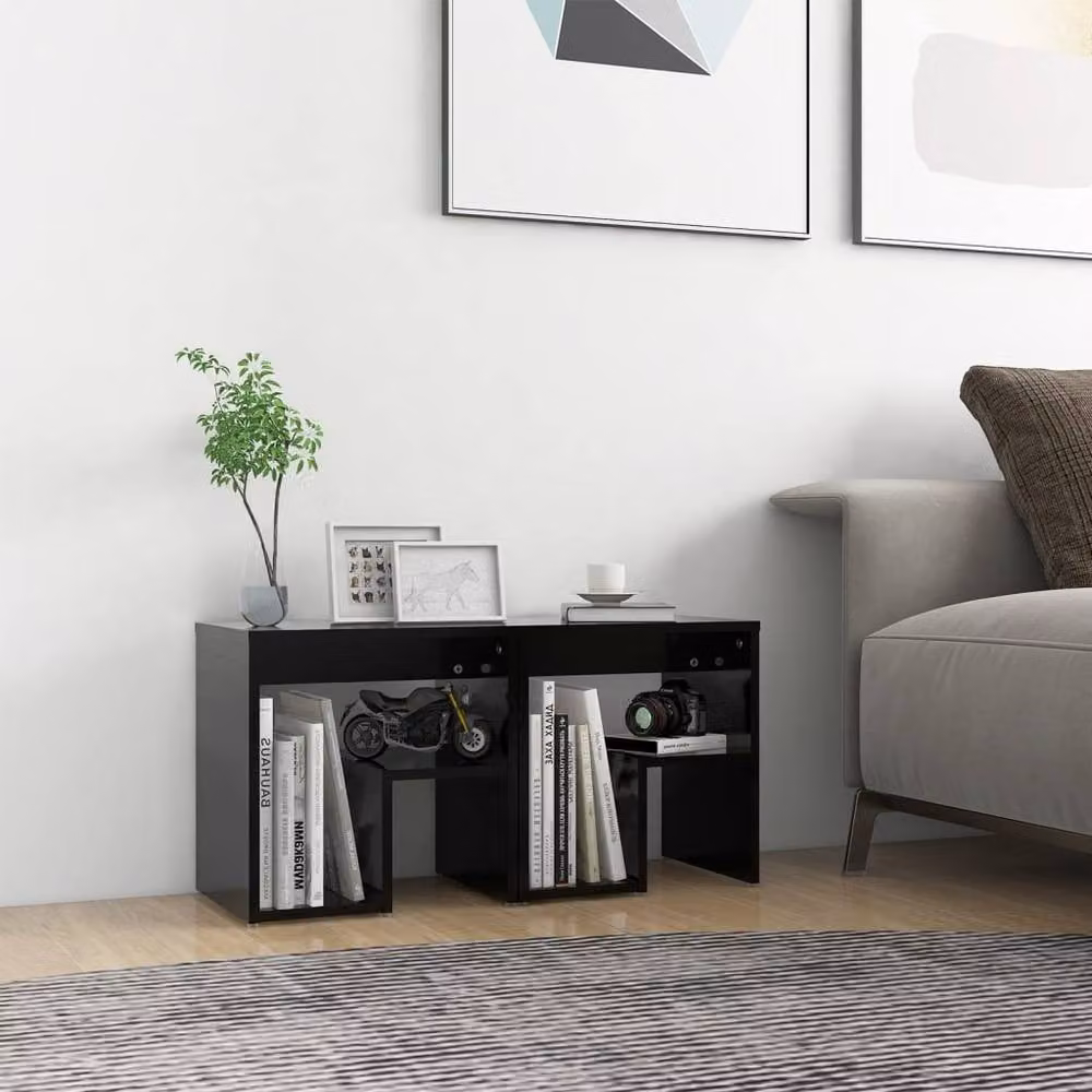 Berkfield Home Set of 2 Black Bedside Cabinets, W/D/H: 40 x 30 x 40 cm – 2