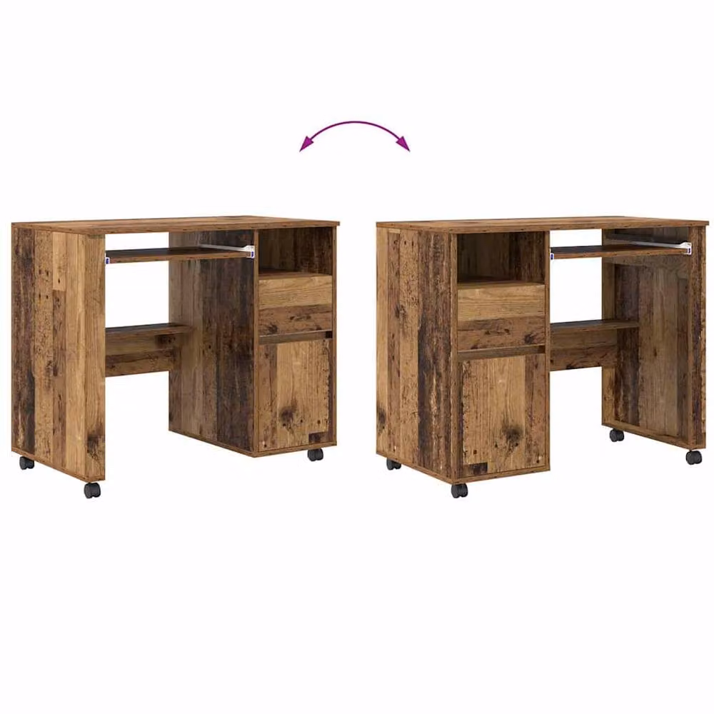 Berkfield Home Brown Rustic Computer Desk with Metal Frame and Particle Board Surface – 6