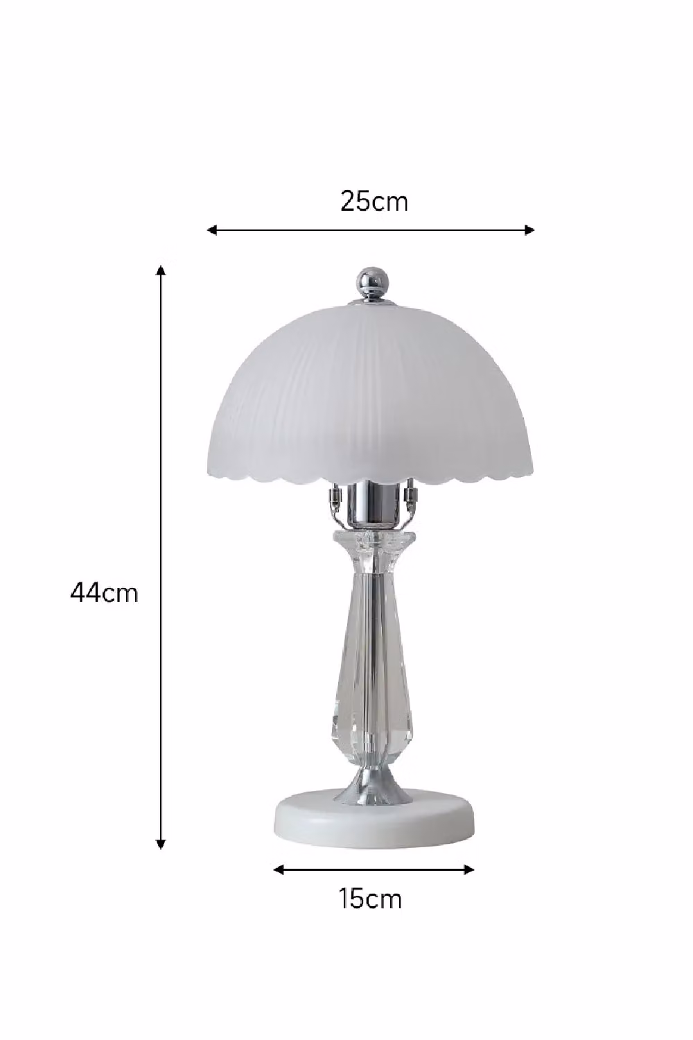 Living and Home Crystal Table Lamp with White Scalloped Lampshade – 3
