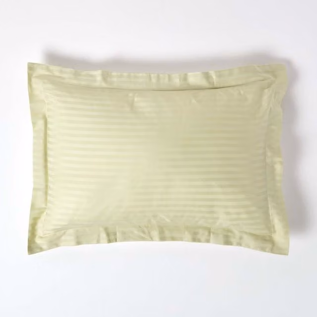 Homescapes Egyptian Cotton Satin Stripe Oxford Pillowcase, Green, W/D/H: 48 x 74 cm