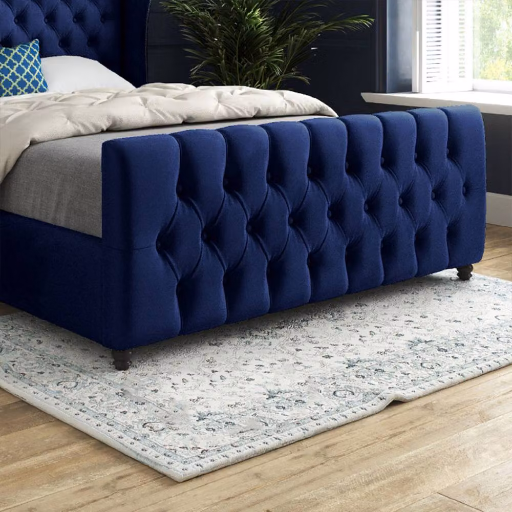 Casani Horley Upholstered Blue Velvet Chesterfield Bed Frame, W/D/H: 120 x 200 x 137 cm – 5