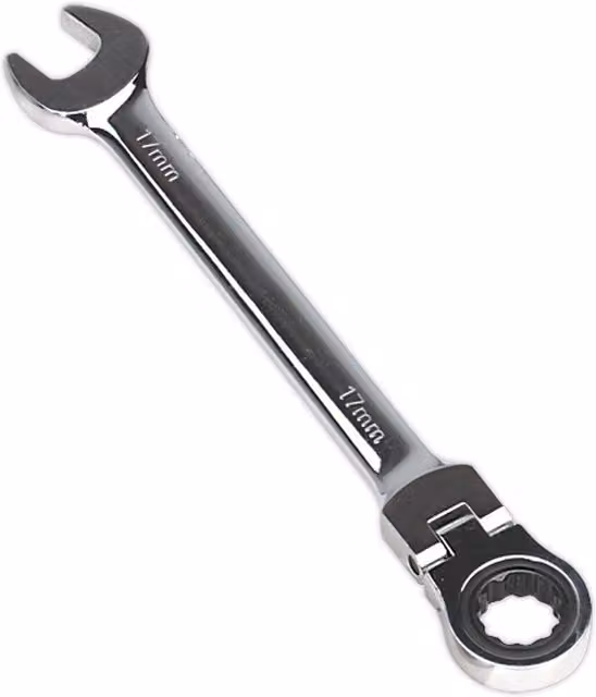 Loops 17mm Flexible Ratchet Combination Spanner in Silver Chrome Vanadium